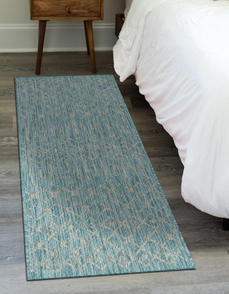 Garden Lattice Oasis Collection Area Rug -  Pergola (Aqua) Runner Aqua  lifestyle 13