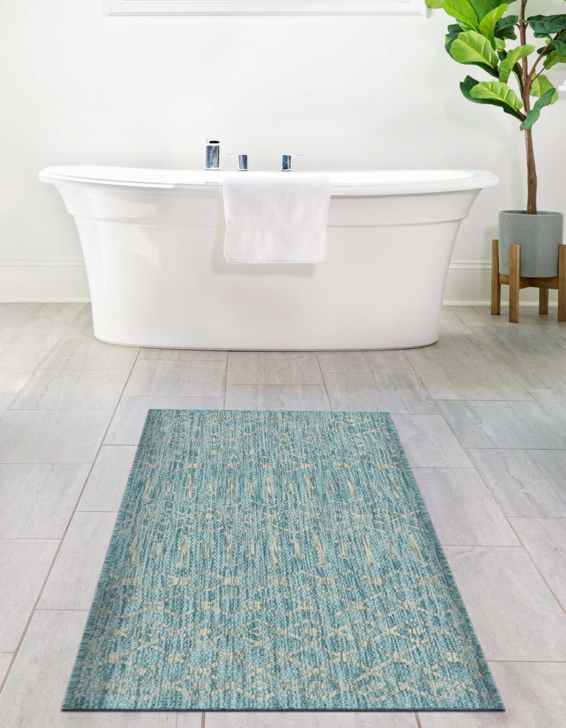 Garden Lattice Oasis Collection Area Rug -  Pergola (Aqua) Runner Aqua  lifestyle 27