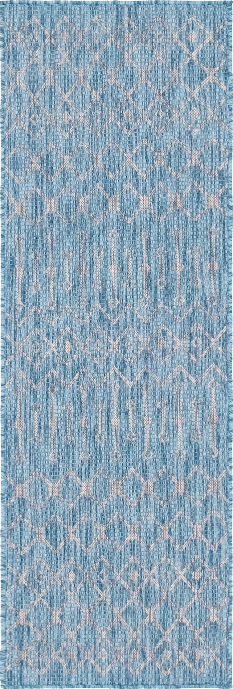 Garden Lattice Oasis Collection Area Rug -  Pergola (Aqua) Runner Aqua Main