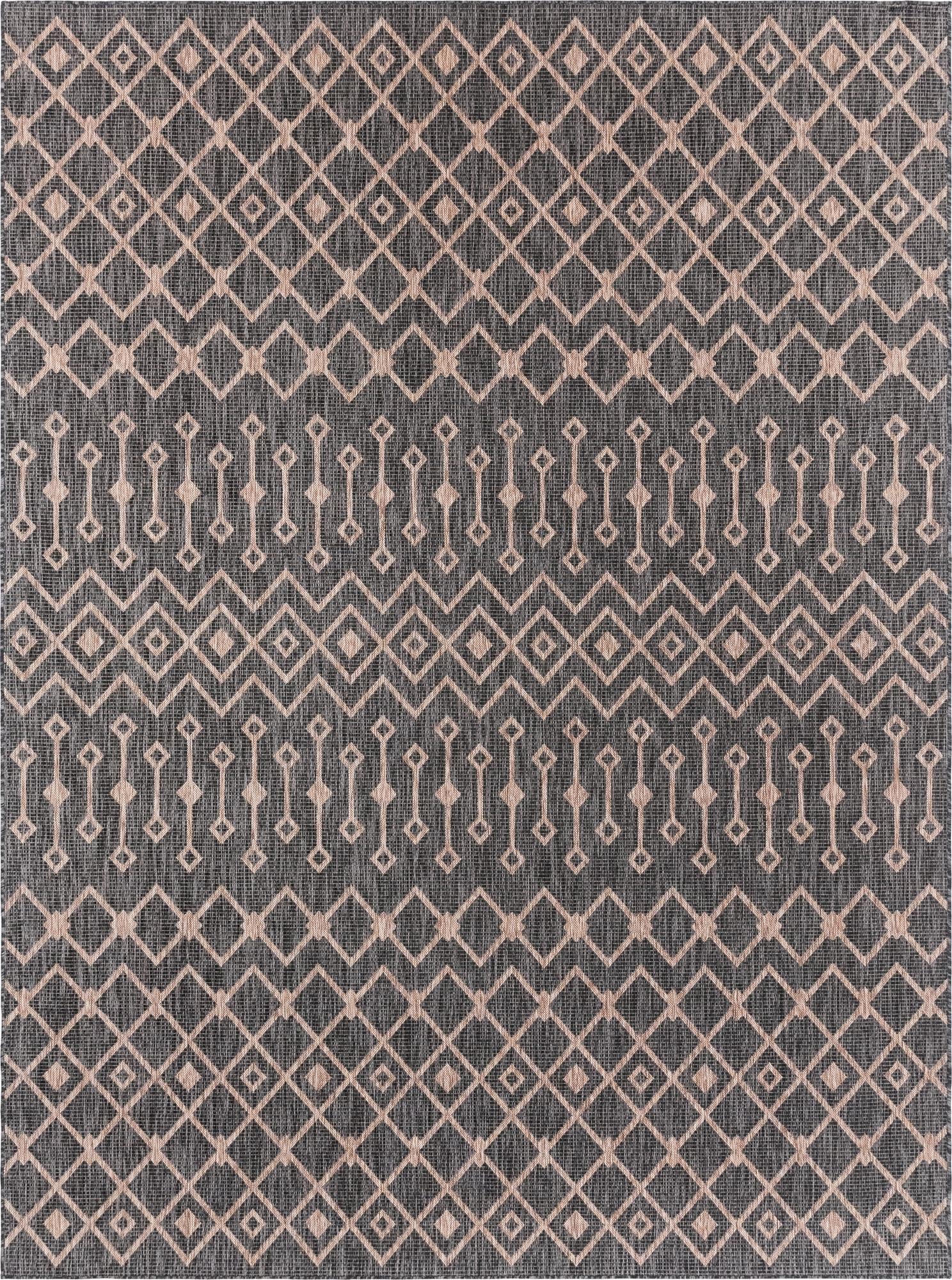 Seaside Lattice Collection Area Rug -  Pergola (Charcoal Gray)