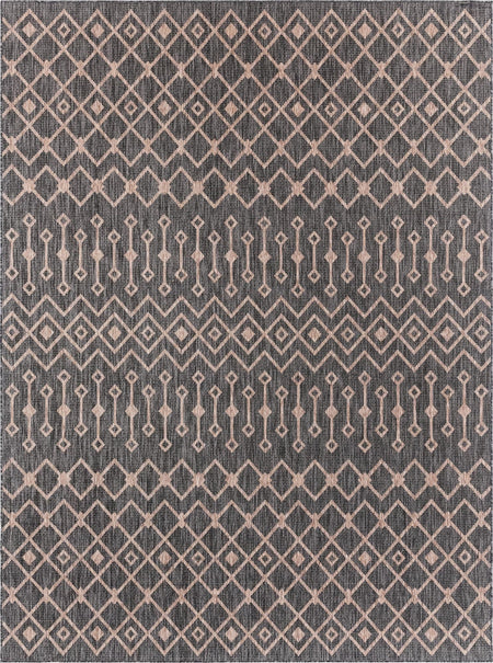 Seaside Lattice Collection Area Rug -  Pergola (Charcoal Gray)