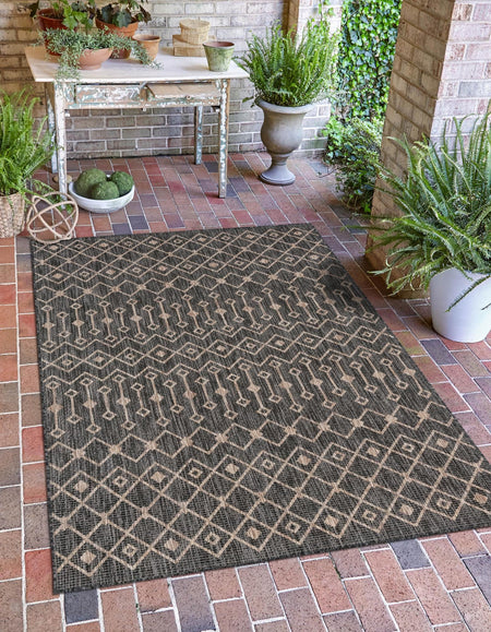 Seaside Lattice Collection Area Rug -  Pergola (Charcoal Gray)