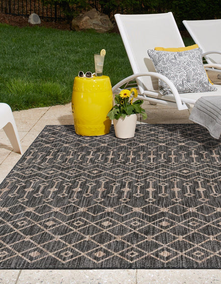 Seaside Lattice Collection Area Rug -  Pergola (Charcoal Gray)