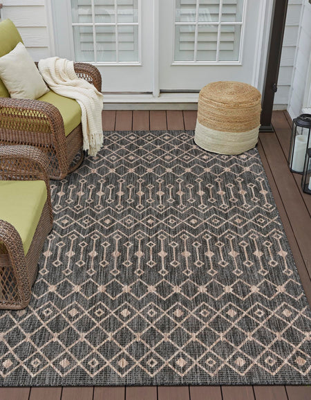 Seaside Lattice Collection Area Rug -  Pergola (Charcoal Gray)