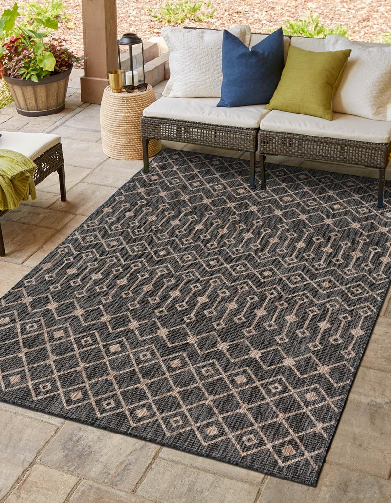 Garden Lattice Oasis Collection Area Rug -  Pergola (Charcoal Gray) Rectangle Charcoal Gray  lifestyle 15