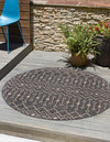 Garden Lattice Oasis Collection Area Rug -  Pergola (Charcoal Gray) Round Charcoal Gray  lifestyle 0