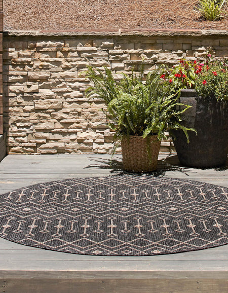 Seaside Lattice Collection Area Rug -  Pergola (Charcoal Gray)