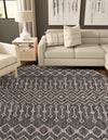 Garden Lattice Oasis Collection Area Rug -  Pergola (Charcoal Gray) Round Charcoal Gray  lifestyle 42