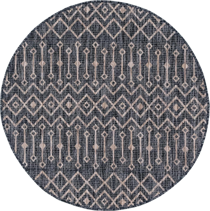 Garden Lattice Oasis Collection Area Rug -  Pergola (Charcoal Gray) Round Charcoal Gray Main