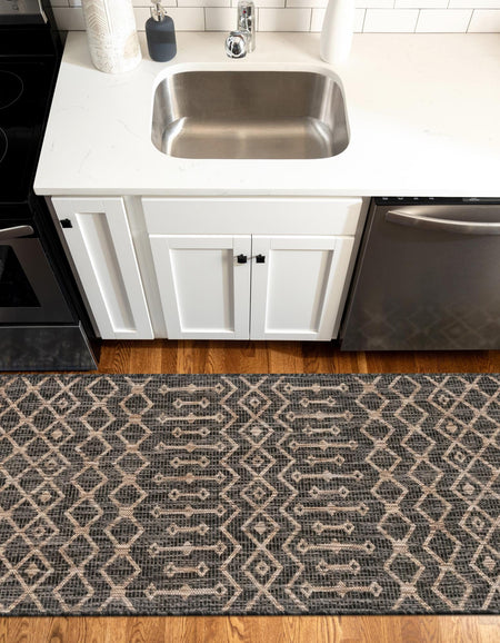 Seaside Lattice Collection Area Rug -  Pergola (Charcoal Gray)