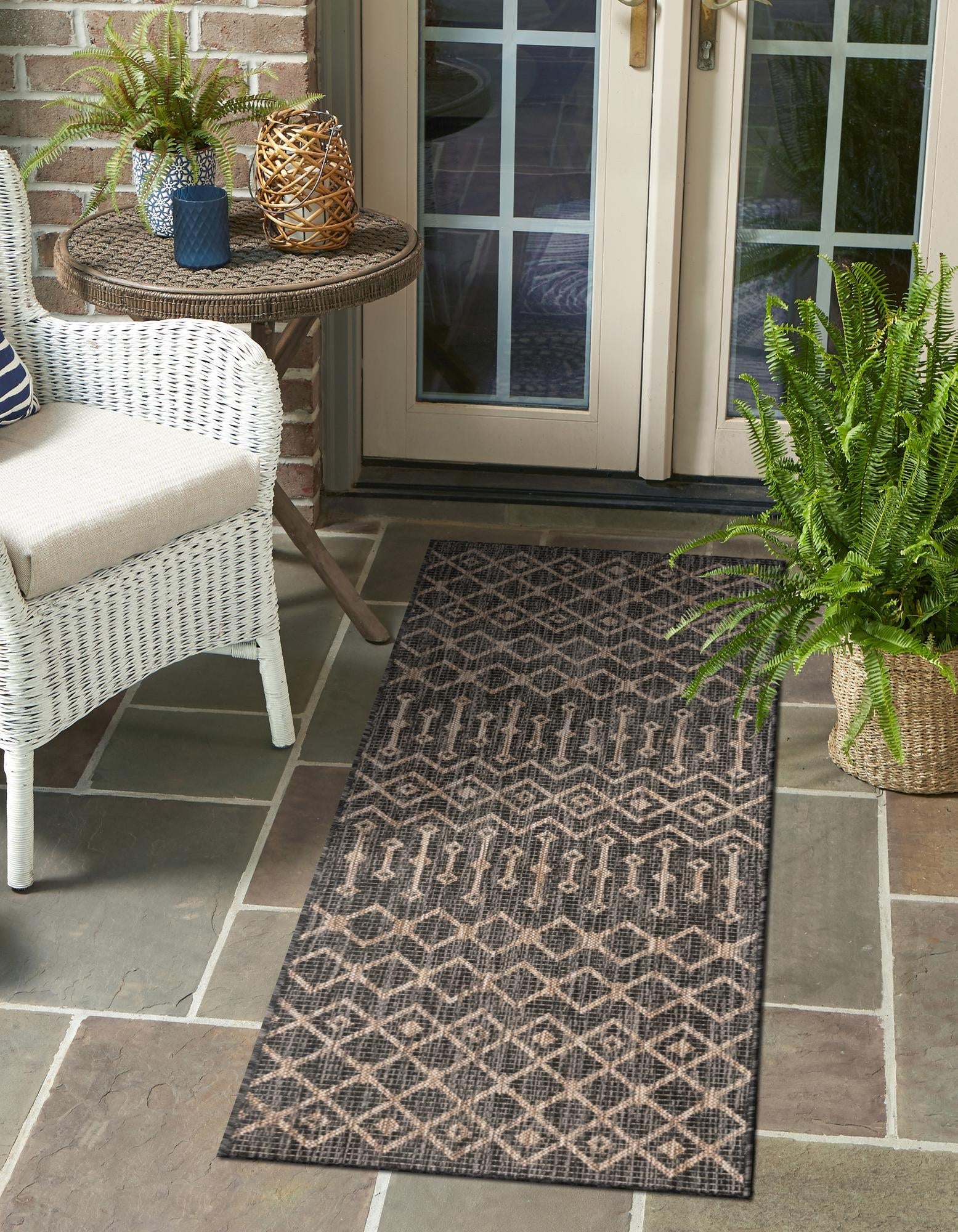 Seaside Lattice Collection Area Rug -  Pergola (Charcoal Gray)