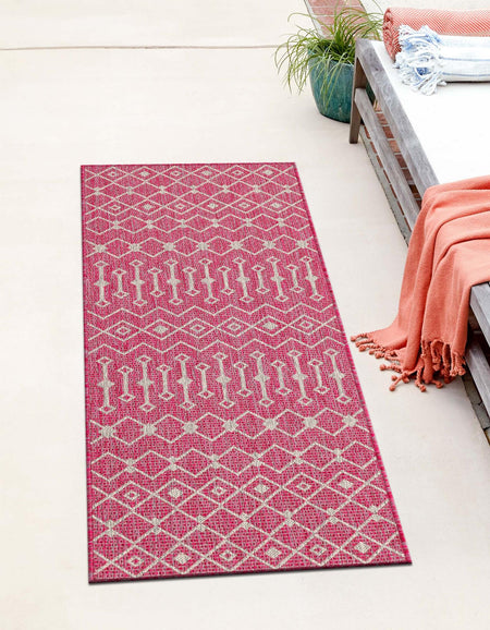 Seaside Lattice Collection Area Rug -  Pergola (Fuschia)