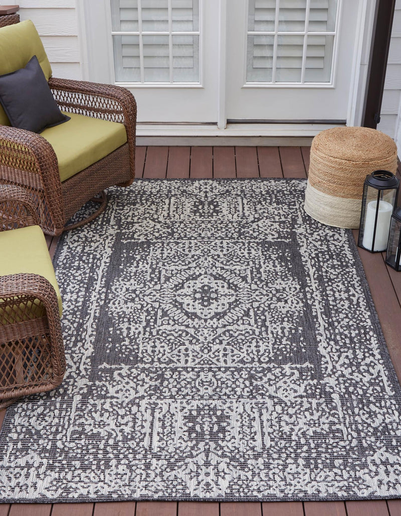 Patio Heritage Collection Area Rug - Savannah (Charcoal Gray) Rectangle Charcoal Gray  lifestyle 2