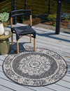 Patio Heritage Collection Area Rug - Savannah (Charcoal Gray) Round Charcoal Gray  lifestyle 16