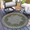 Patio Heritage Collection Area Rug -  Charleston (Green) Round Green  lifestyle 32