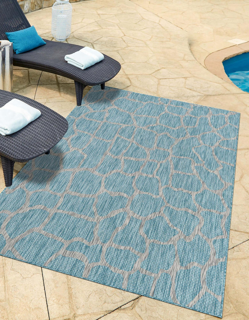 Jungle Expedition Collection Area Rug -  Rainforest Rectangle Light Aqua  lifestyle 8