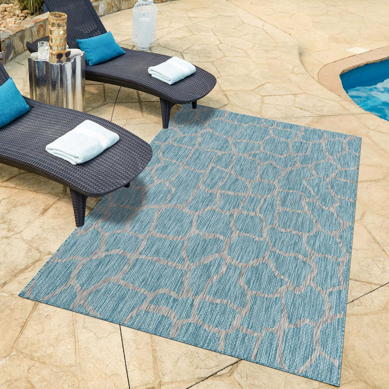 Jungle Expedition Collection Area Rug -  Rainforest Rectangle Light Aqua  lifestyle 45