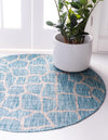 Jungle Expedition Collection Area Rug -  Rainforest Round Light Aqua  lifestyle 76