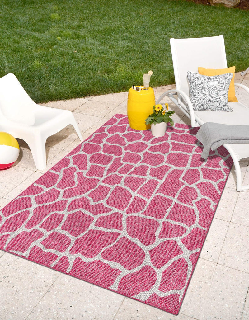 Jungle Expedition Collection Area Rug -  Rainforest Rectangle Magenta  lifestyle 0