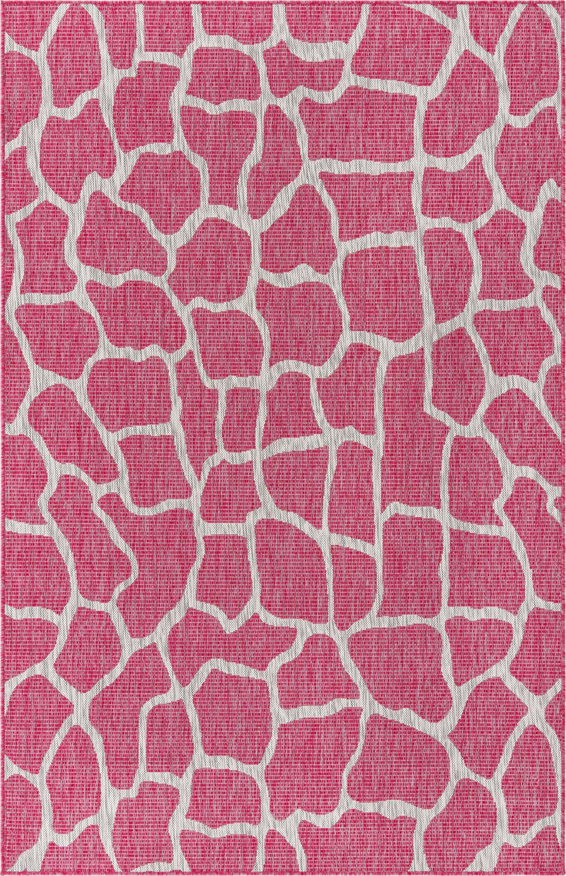 Jungle Expedition Collection Area Rug -  Rainforest Rectangle Magenta Main