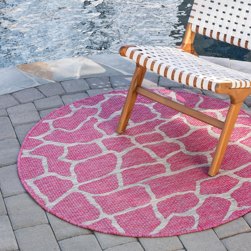 Jungle Expedition Collection Area Rug -  Rainforest Round Magenta  lifestyle 62