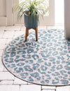 Jungle Expedition Collection Area Rug -  Amazon (Teal) Round Teal  lifestyle 5