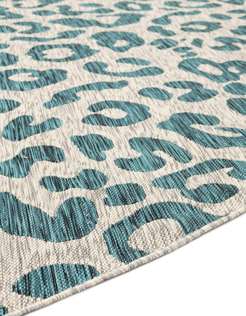 Jungle Expedition Collection Area Rug -  Amazon (Teal) Round Teal  lifestyle 15