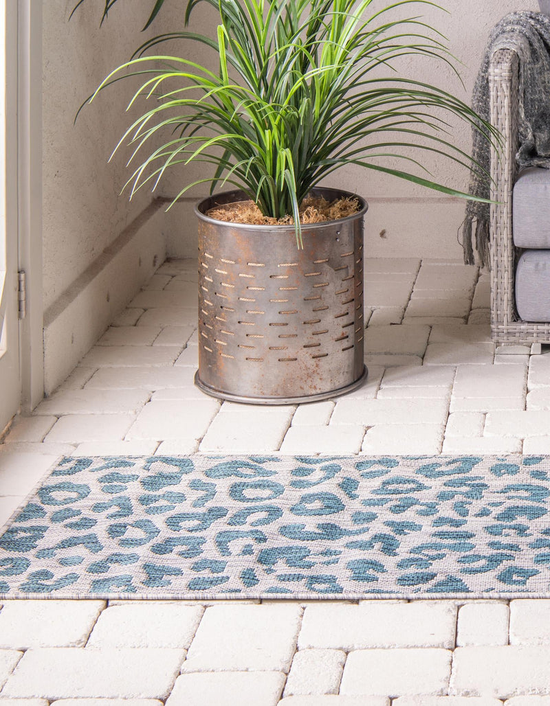 Jungle Expedition Collection Area Rug -  Amazon (Teal) Runner Teal  lifestyle 5