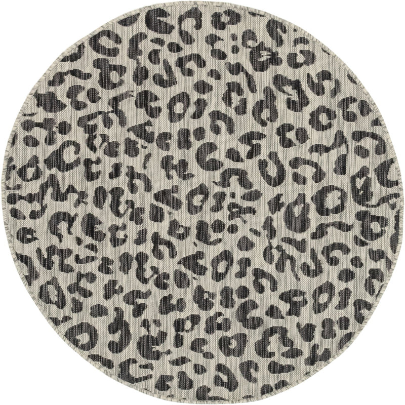 Jungle Expedition Collection Area Rug -  Amazon (Light Gray) Round Light Gray Main