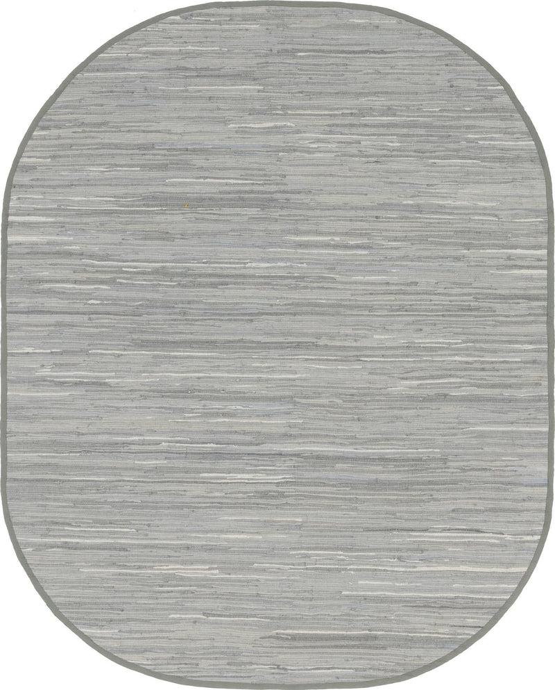 Indigo Weave Cotton Collection Area Rug - Santorini (Gray) Oval Gray  lifestyle 17