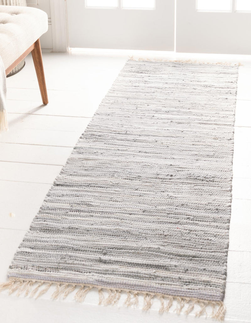 Indigo Weave Cotton Collection Area Rug - Santorini (Gray) Runner Gray  lifestyle 61