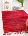 Indigo Weave Cotton Collection Area Rug - Santorini (Red) Rectangle Red  lifestyle 2