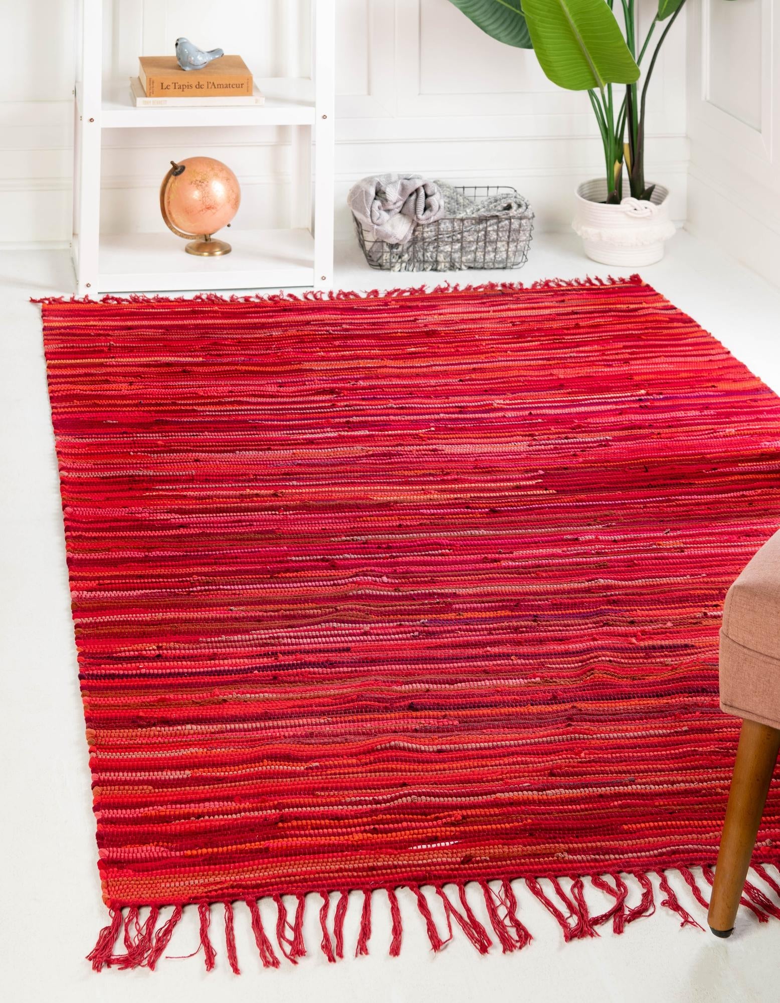 Thar Cotton Collection Area Rug - Santorini (Red)