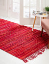 Indigo Weave Cotton Collection Area Rug - Santorini (Red) Rectangle Red  lifestyle 3