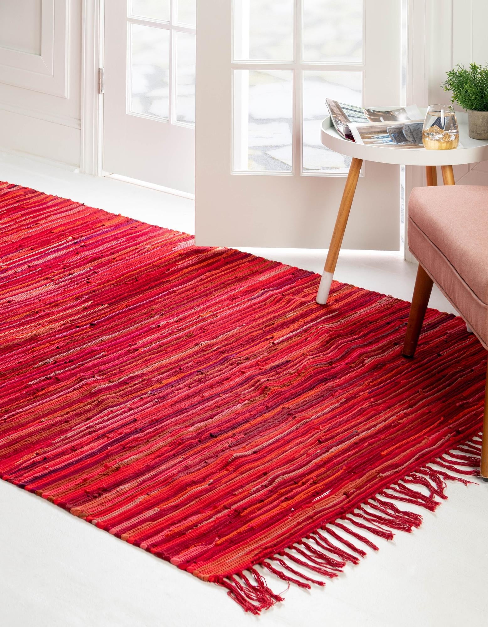 Thar Cotton Collection Area Rug - Santorini (Red)