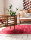 Indigo Weave Cotton Collection Area Rug - Santorini (Red) Rectangle Red  lifestyle 4