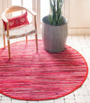 Indigo Weave Cotton Collection Area Rug - Santorini (Red) Round Red  lifestyle 14