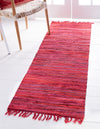 Indigo Weave Cotton Collection Area Rug - Santorini (Red) Runner Red  lifestyle 16