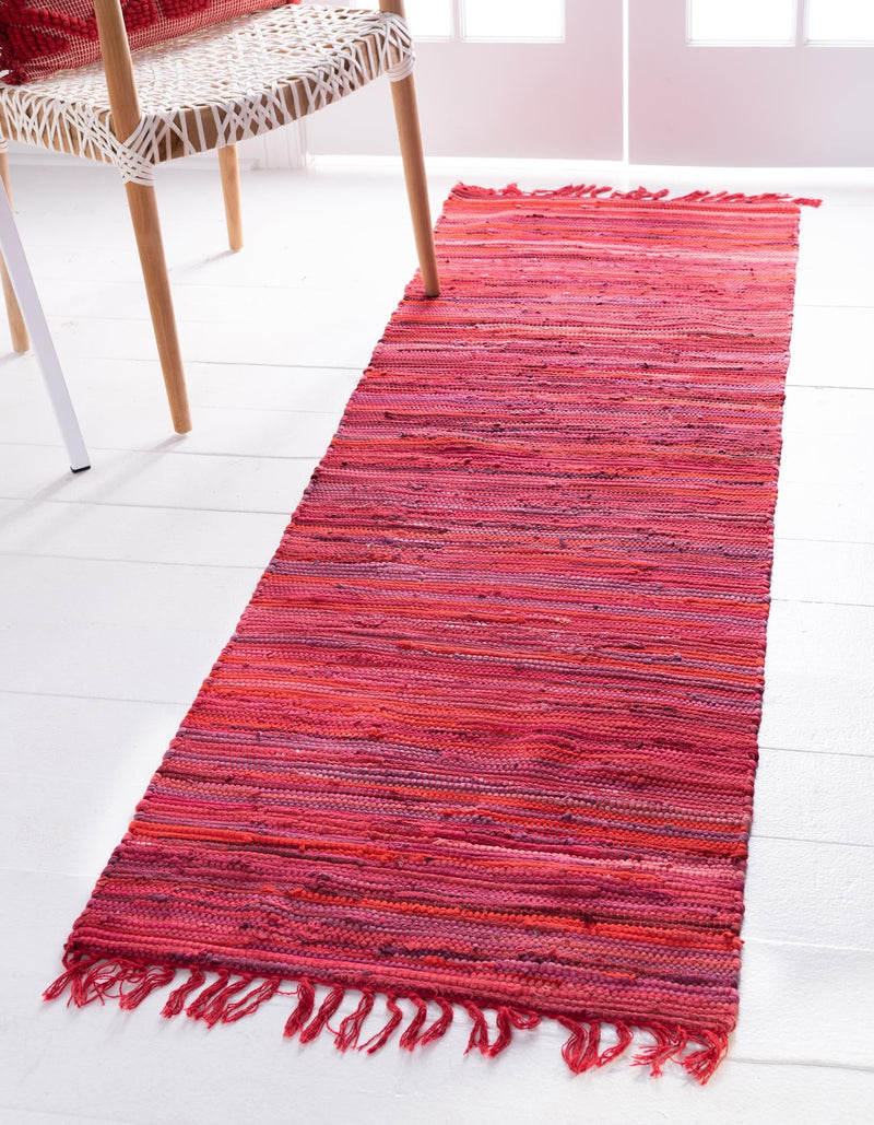 Indigo Weave Cotton Collection Area Rug - Santorini (Red) Runner Red  lifestyle 16