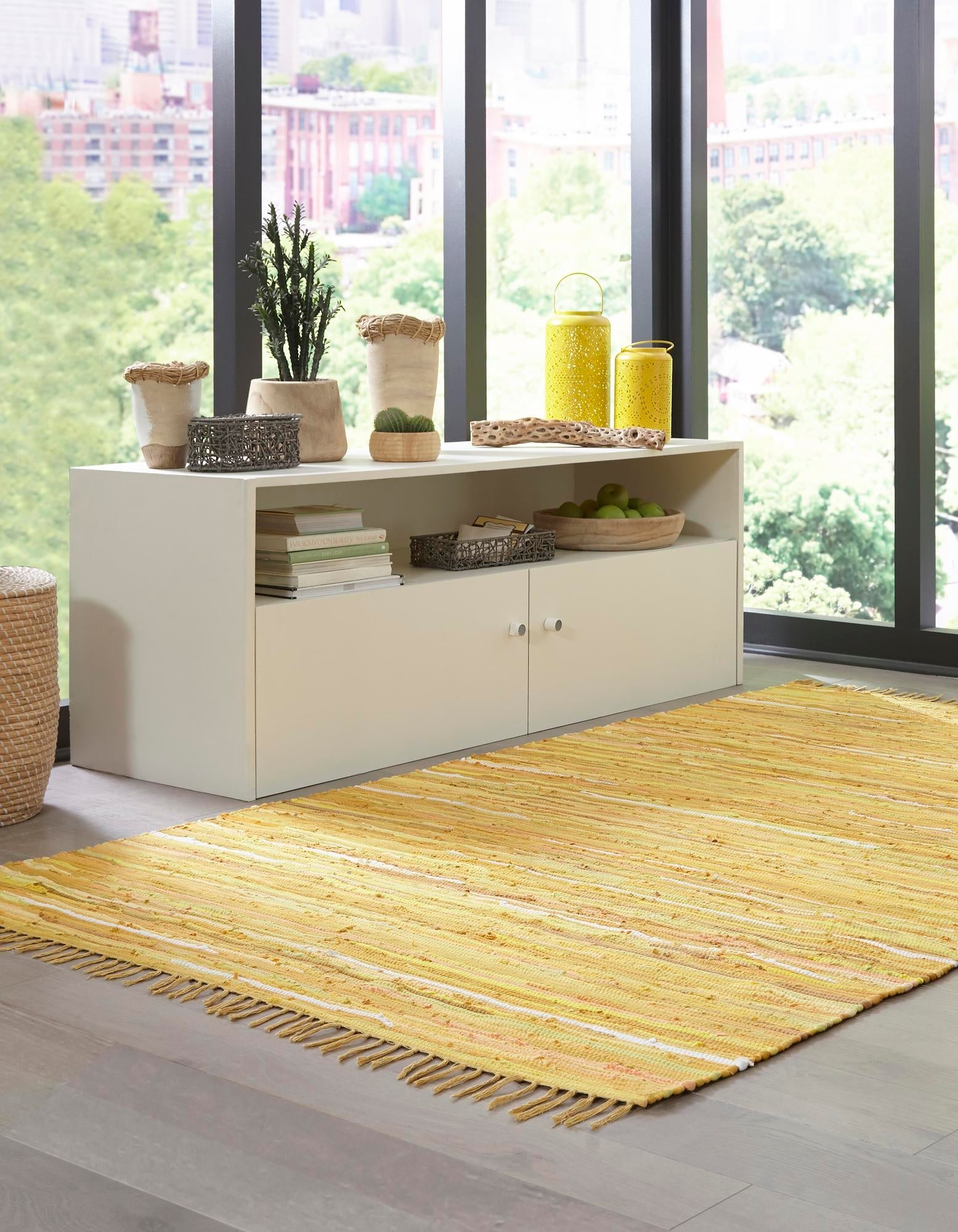 Thar Cotton Collection Area Rug - Santorini (Yellow)