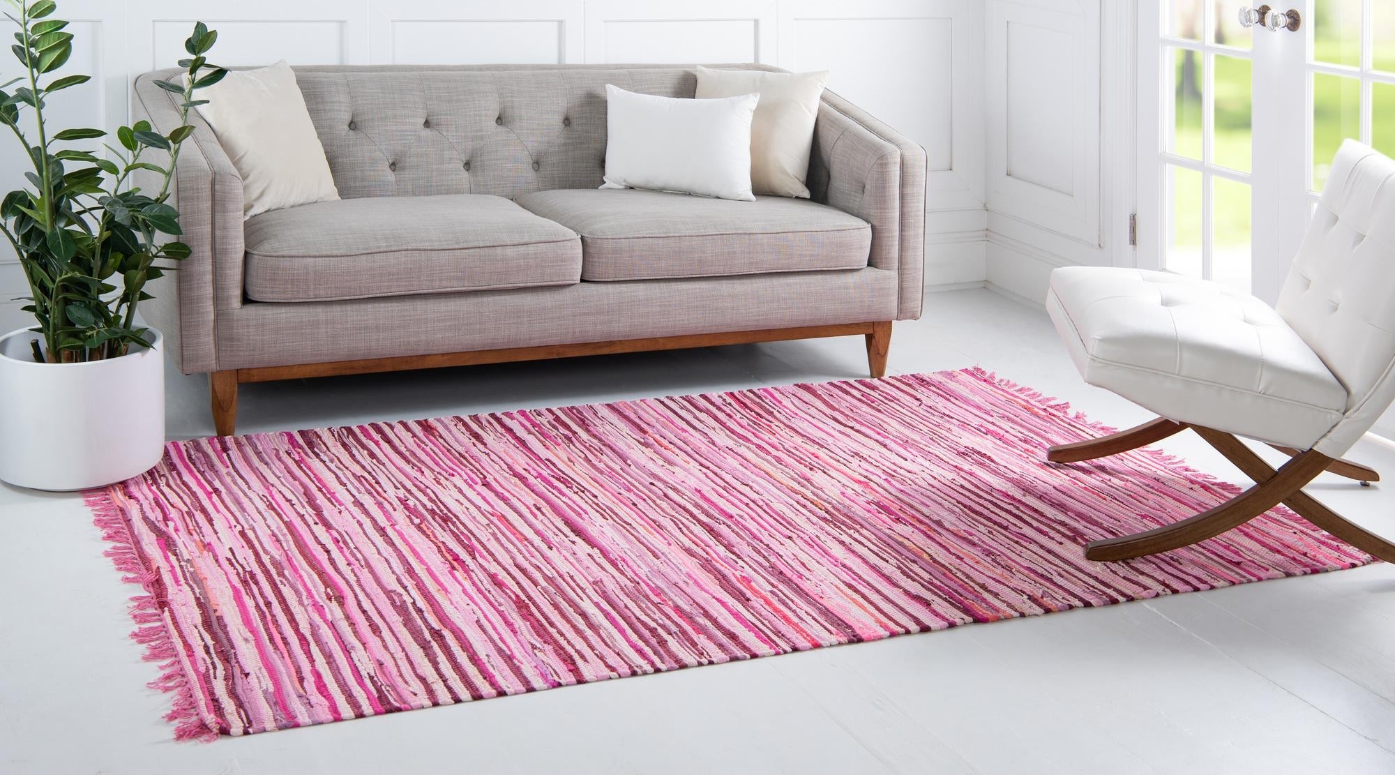 Thar Cotton Collection Area Rug - Santorini (Pink)