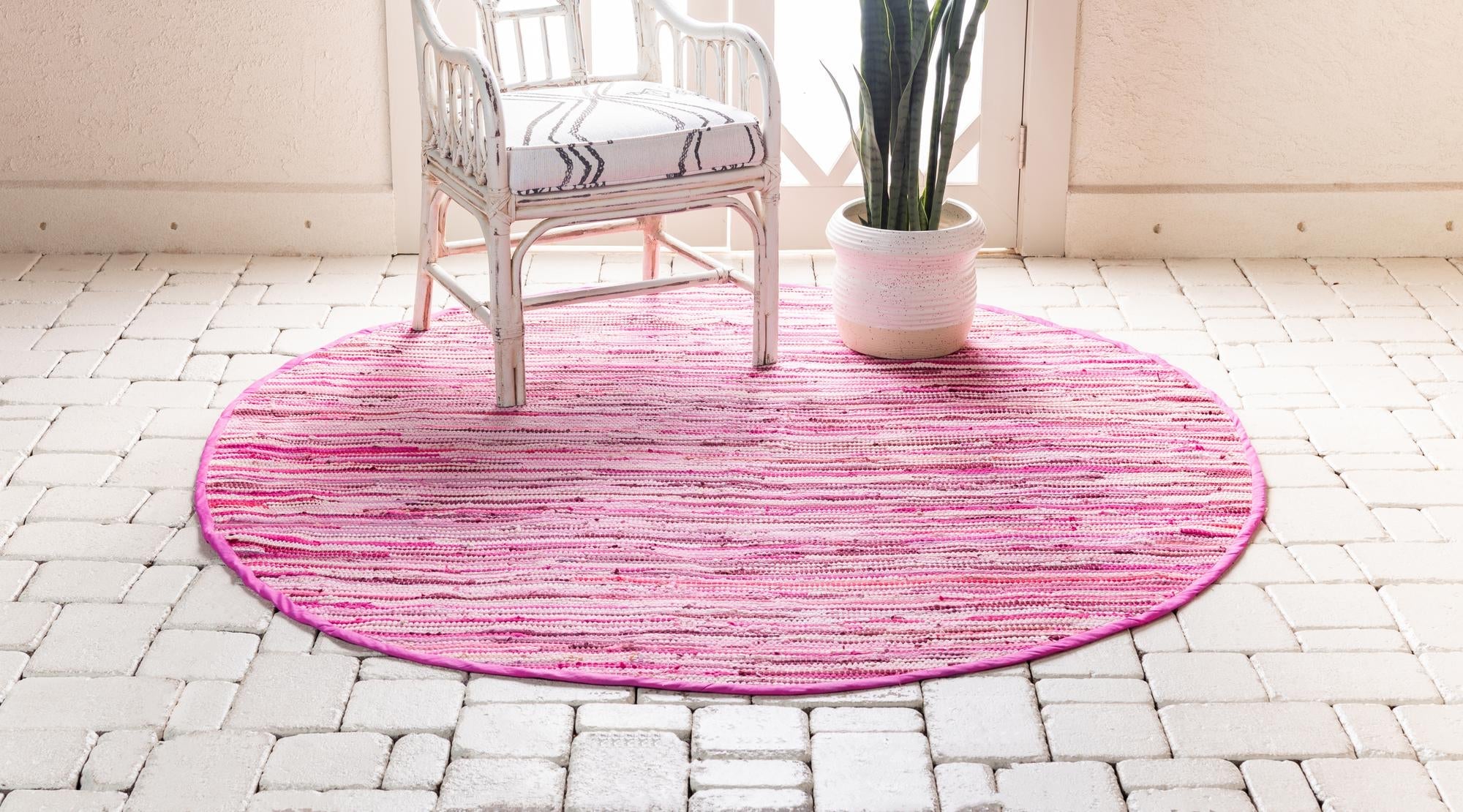 Thar Cotton Collection Area Rug - Santorini (Pink)