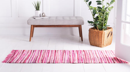 Thar Cotton Collection Area Rug - Santorini (Pink)