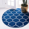 Lattice Garden Collection Area Rug -  Pergolatown (Navy Blue) Round Navy Blue  lifestyle 0