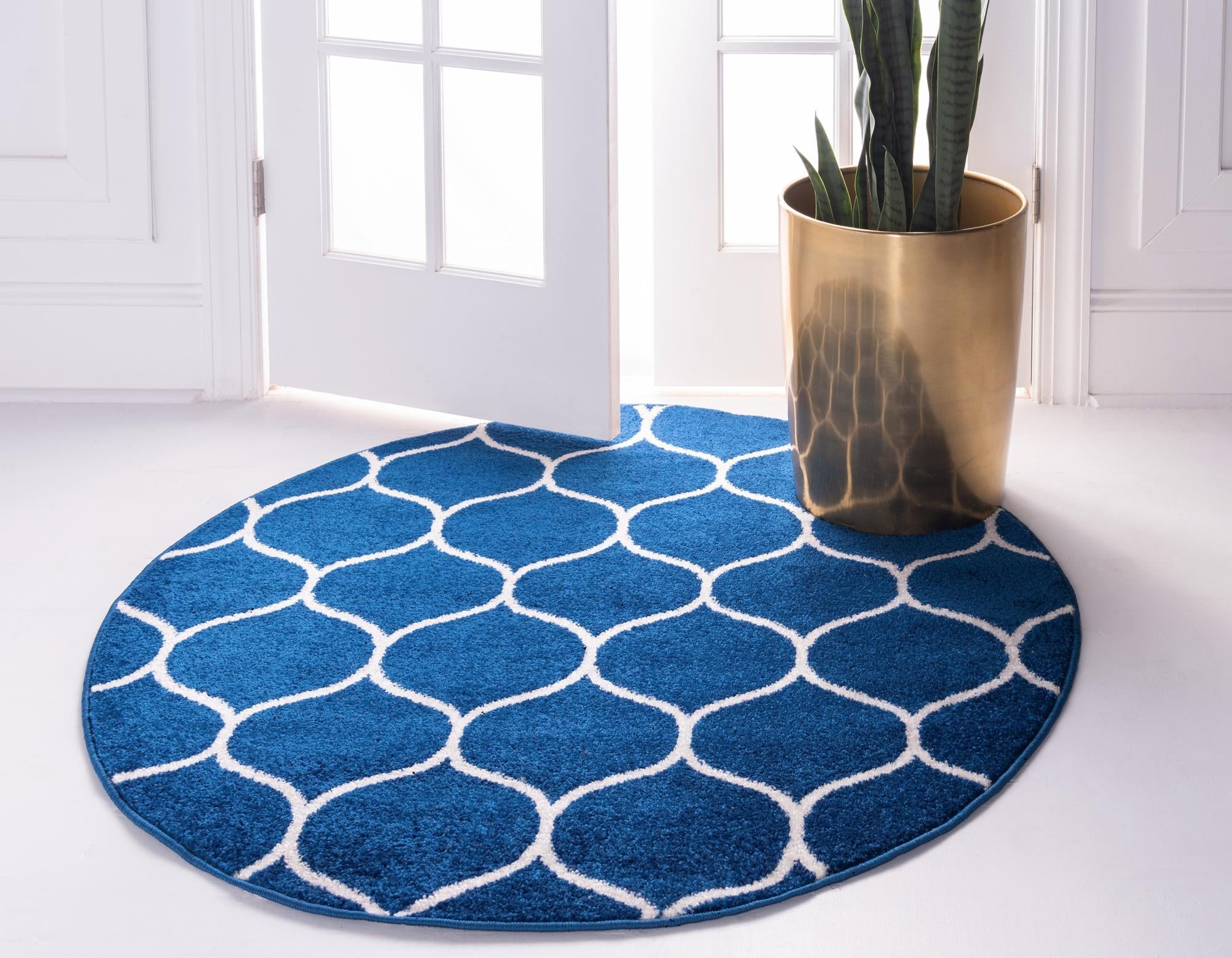 Trellis Mosaic Collection Area Rug -  Pergolatown (Navy Blue)