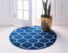 Lattice Garden Collection Area Rug -  Pergolatown (Navy Blue) Round Navy Blue  lifestyle 3