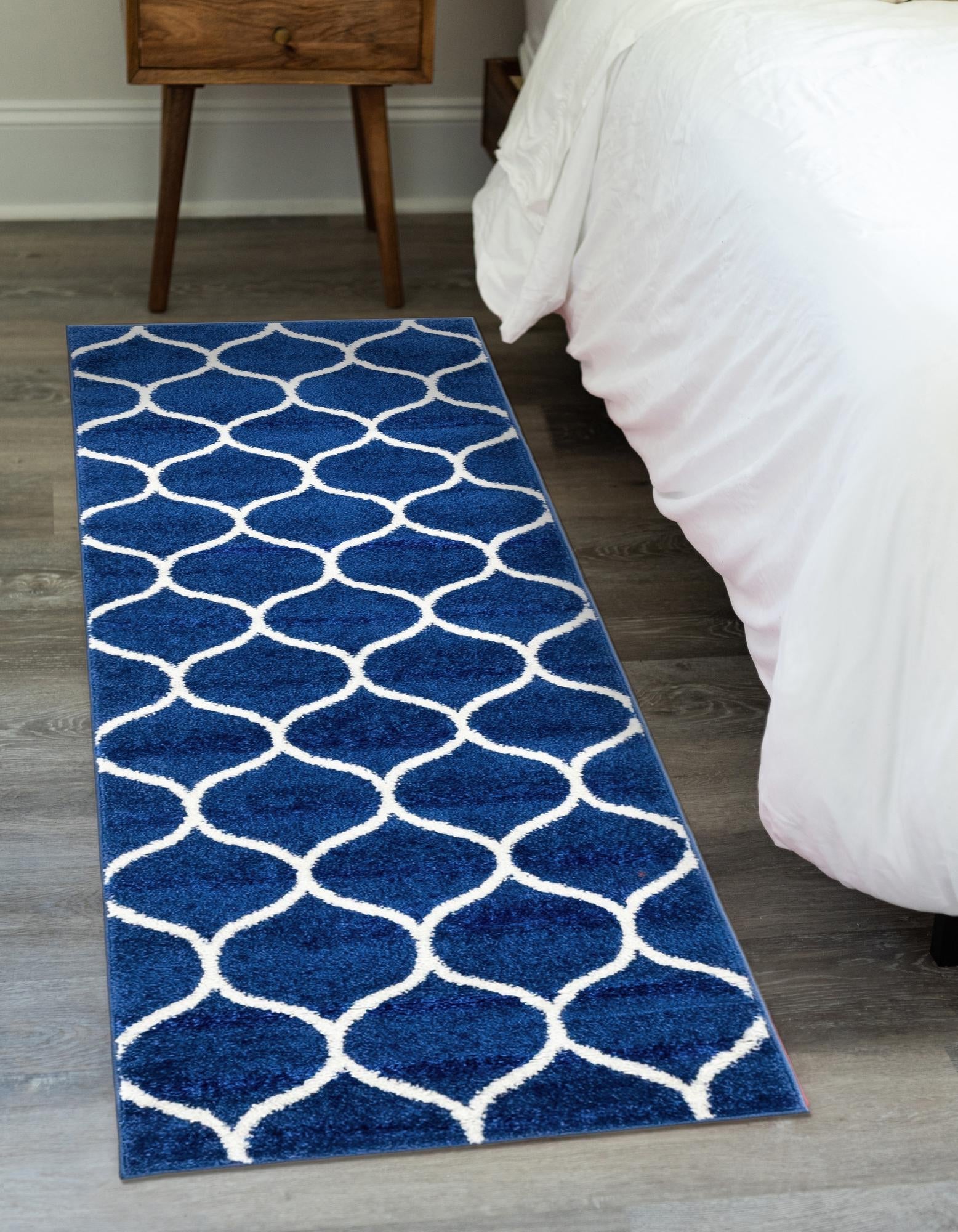 Trellis Mosaic Collection Area Rug -  Pergolatown (Navy Blue)