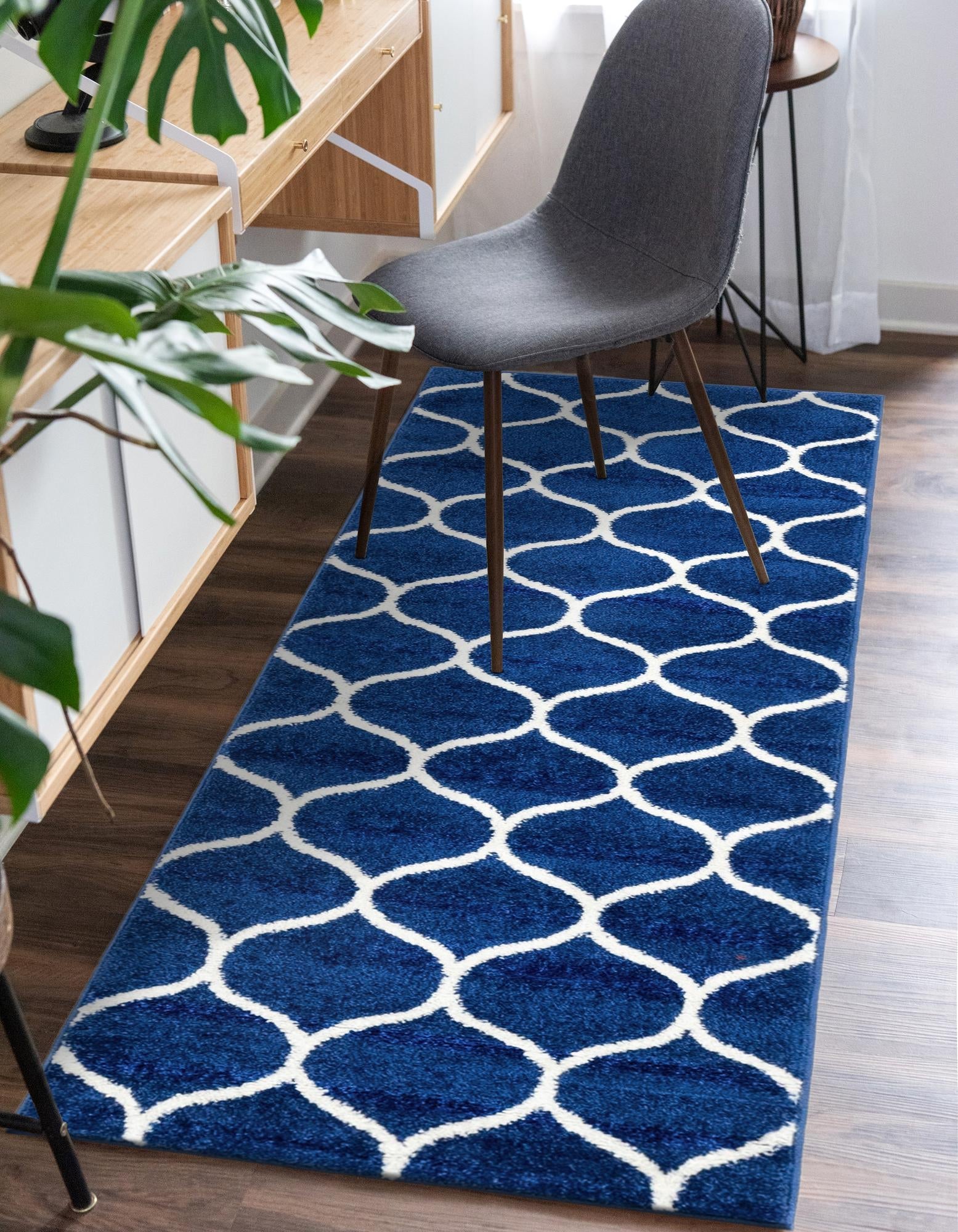 Trellis Mosaic Collection Area Rug -  Pergolatown (Navy Blue)