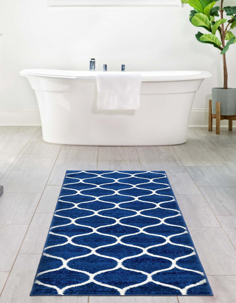 Lattice Garden Collection Area Rug -  Pergolatown (Navy Blue) Runner Navy Blue  lifestyle 7