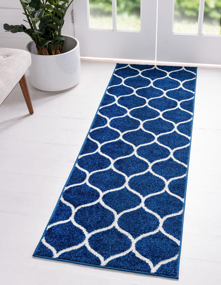 Trellis Mosaic Collection Area Rug -  Pergolatown (Navy Blue)